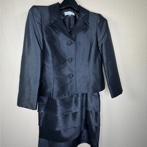 Kasper Womens 2pc Black Skirt Suit Career Formal